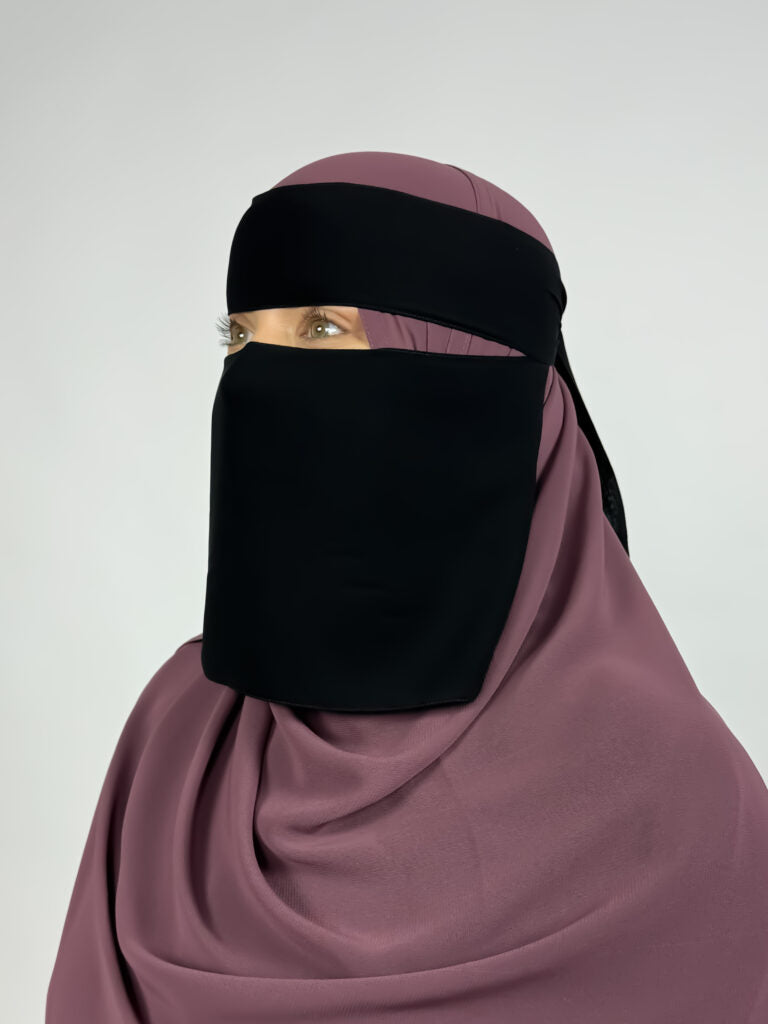 Extra Short 7" 1 Layer Wide Eye Niqab | Black