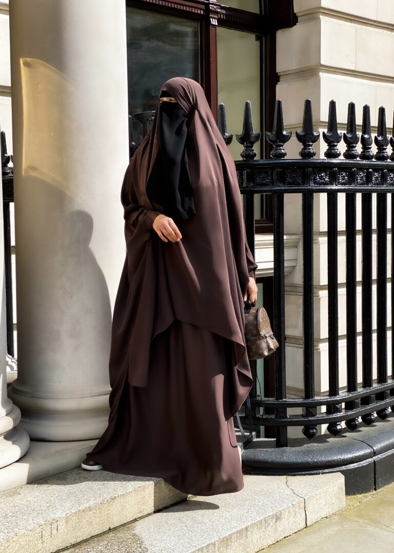 Mocha Noir 2 Piece Jilbab - Waterall Style