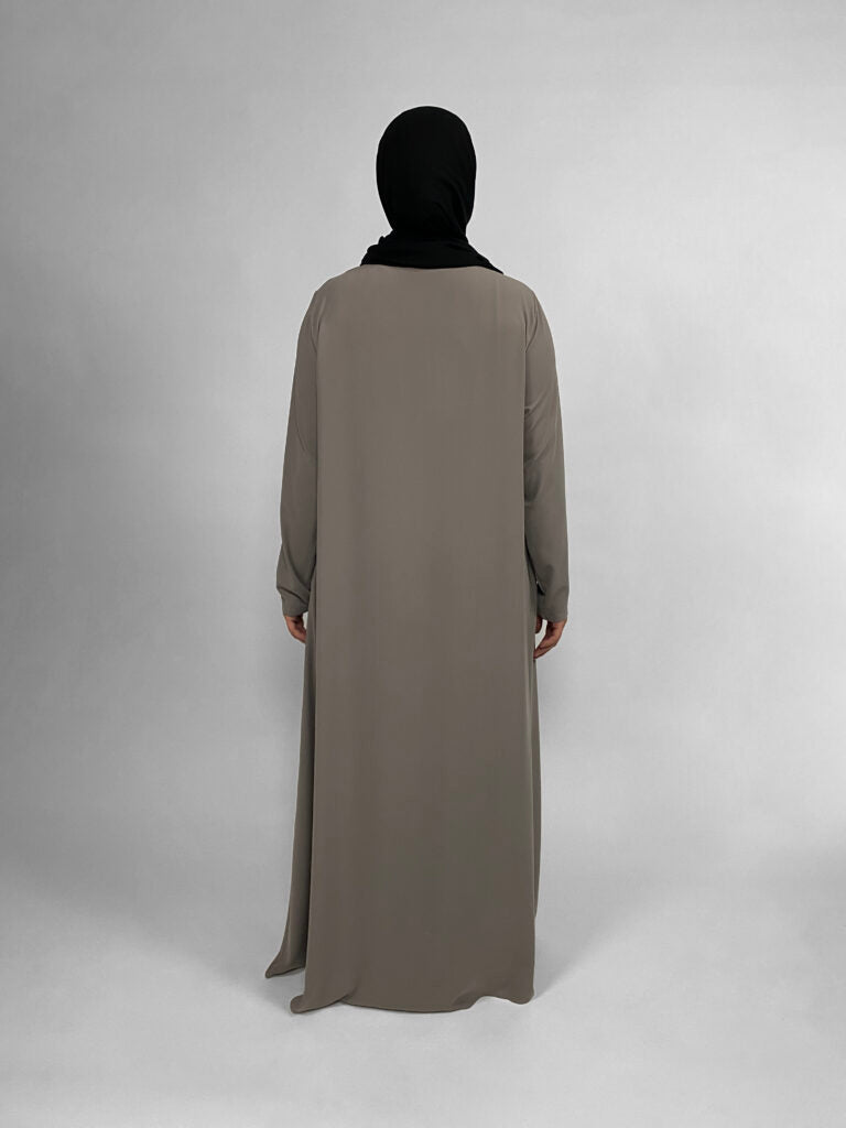 Plain Abaya with Pockets | Round neck | Matte