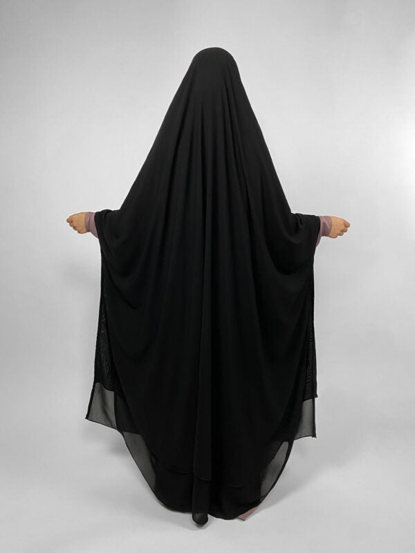 Long Chiffon Khimar | 2 Layer | Snap Buttons