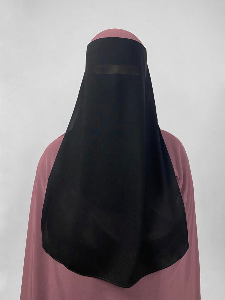 Short 2 Layer Niqab with an Eye Flap