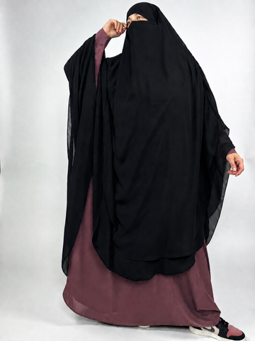 Long Round Chiffon Khimar | 2 Layer Round