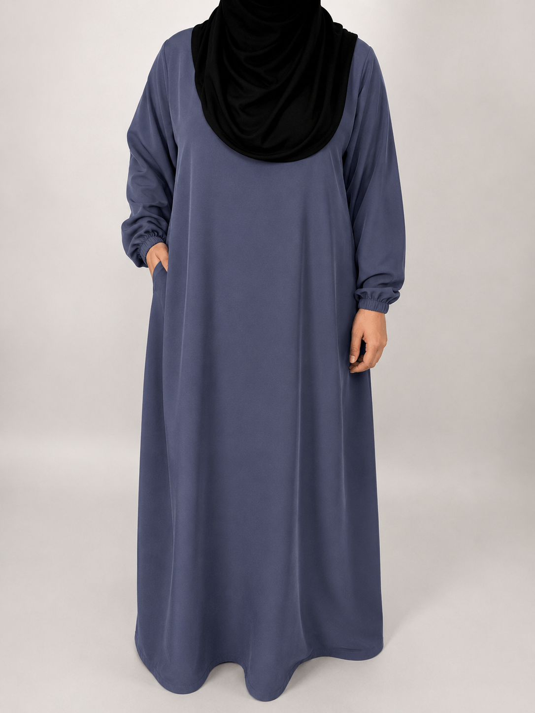 Straight Abaya with Elastic Cuff | Nida | Lavender Smoke