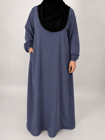 Straight Abaya with Elastic Cuff | Nida | Lavender Smoke