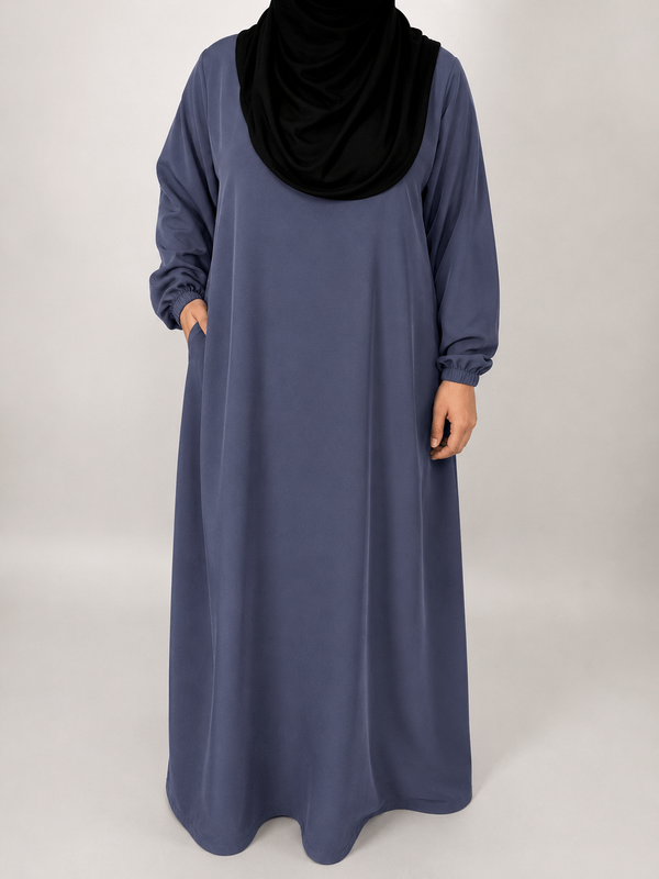 Straight Abaya with Elastic Cuff | Nida | Lavender Smoke