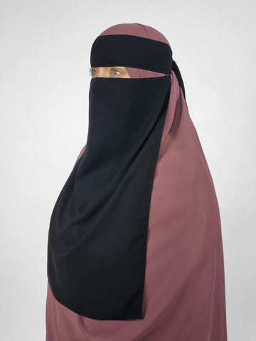 Elastic Sides Pull down Niqab | Long 20" Black