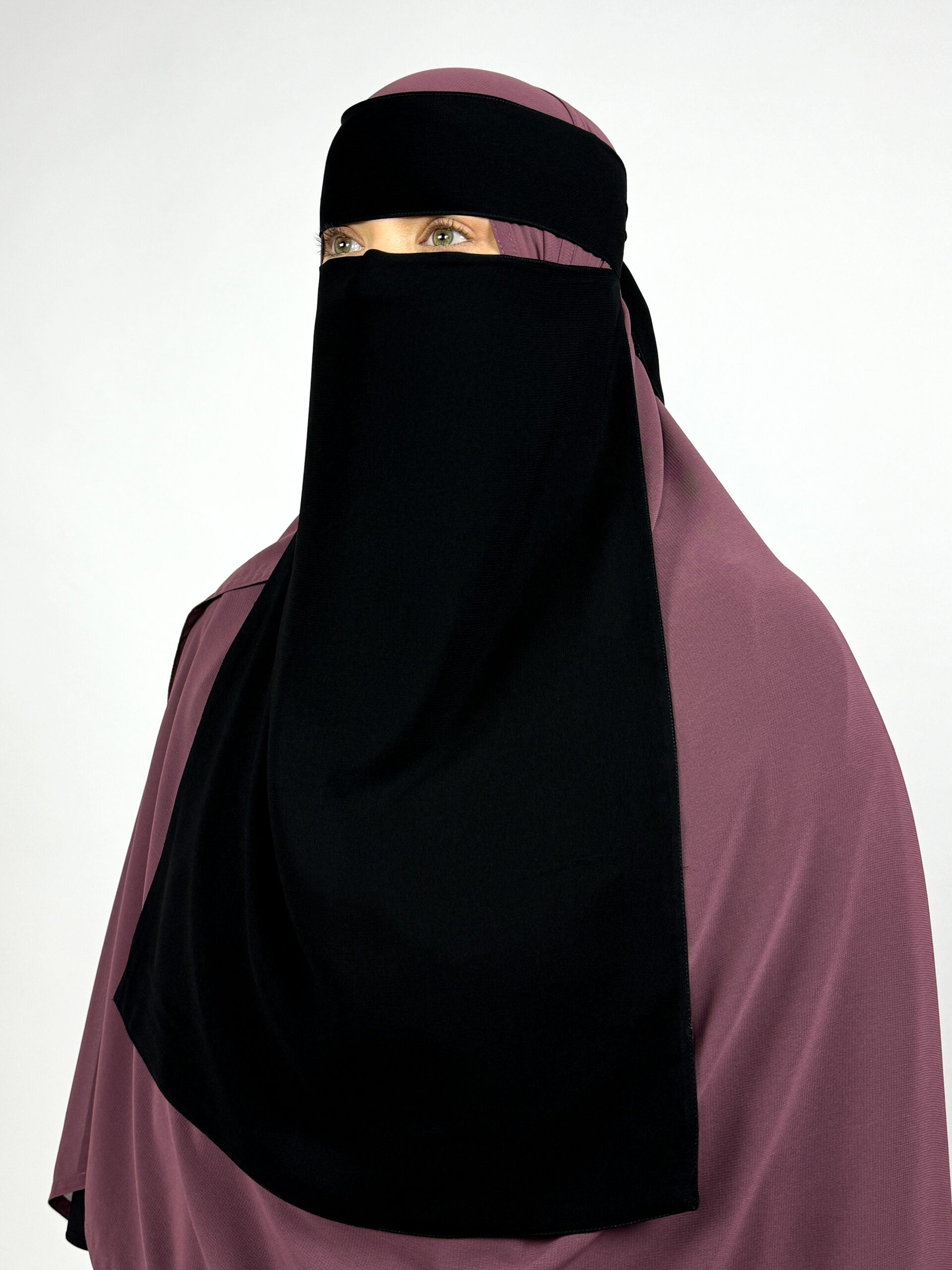Long 20" 1 Layer Wide Eye Niqab | Black