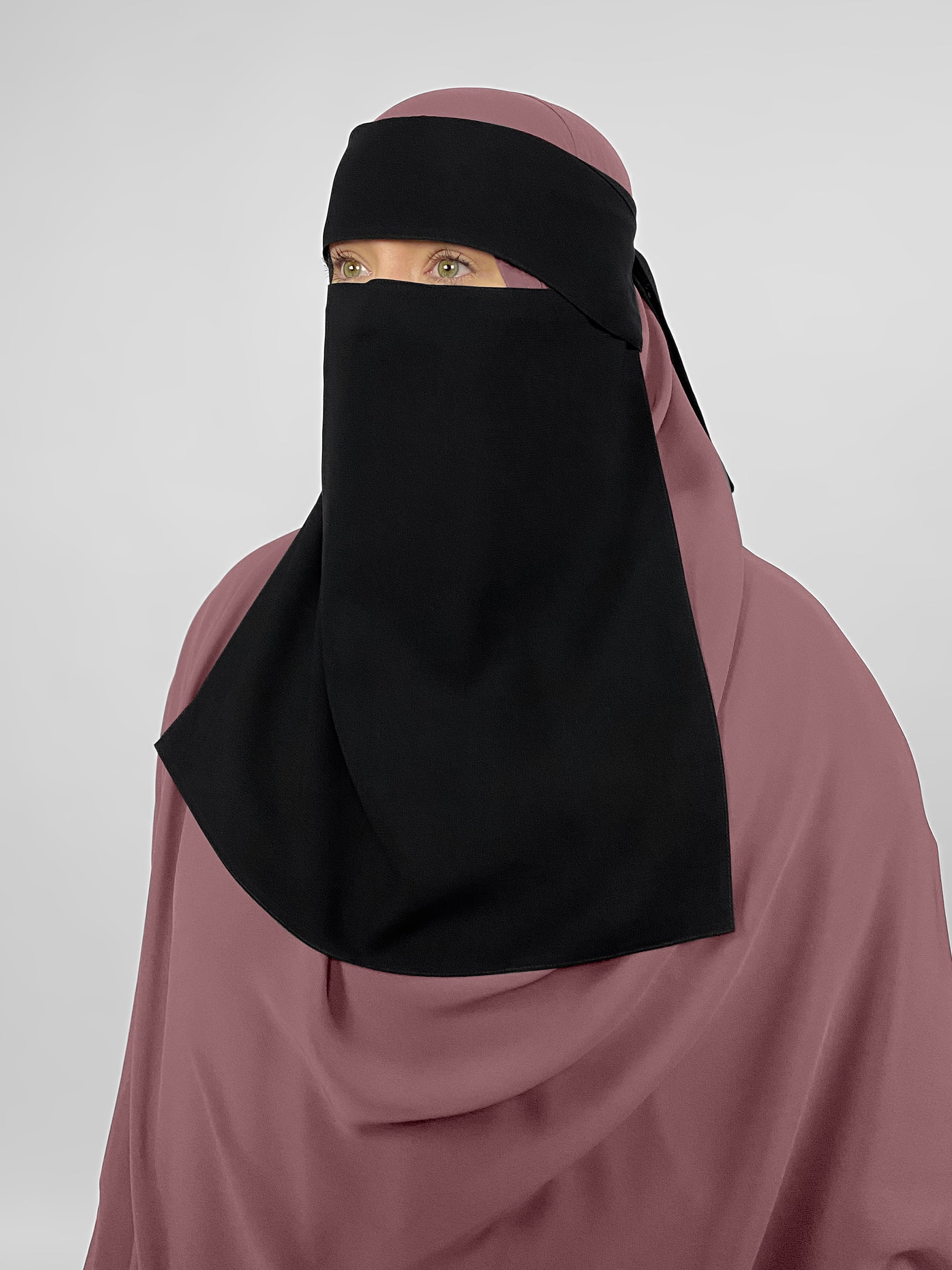 1 Layer Niqab with Eye Flap and Elastic Sides | Medium 14.5" |
