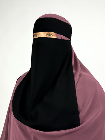 Medium 14.5" 1 Layer Wide Eye Niqab | Black