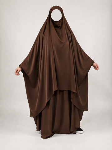 Mink Cocoa 2 Piece Jilbab - Waterall Style