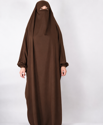 Full Length Puffy Sleeve Jilbab in Mink Cocoa