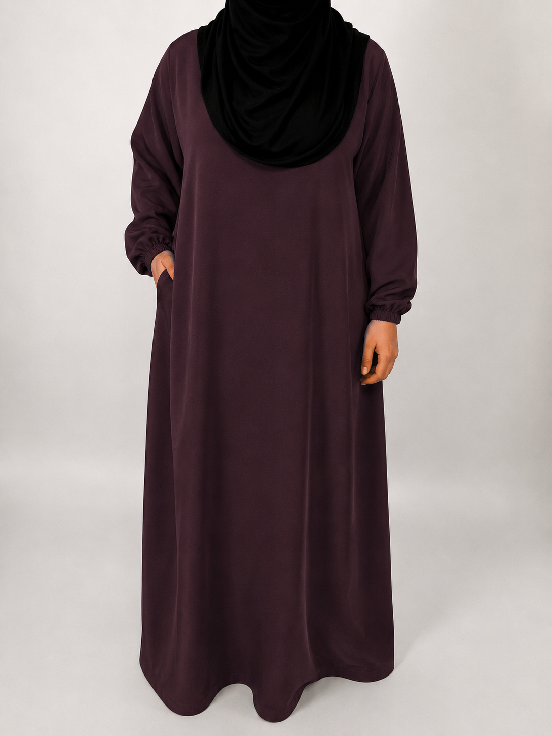 Straight Abaya with Elastic Cuff | Nida | Mocha Noir