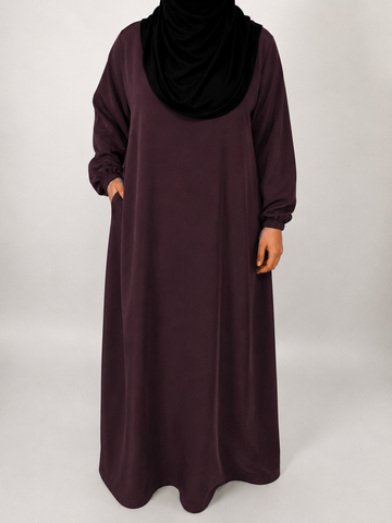 Straight Abaya with Elastic Cuff | Nida | Mocha Noir