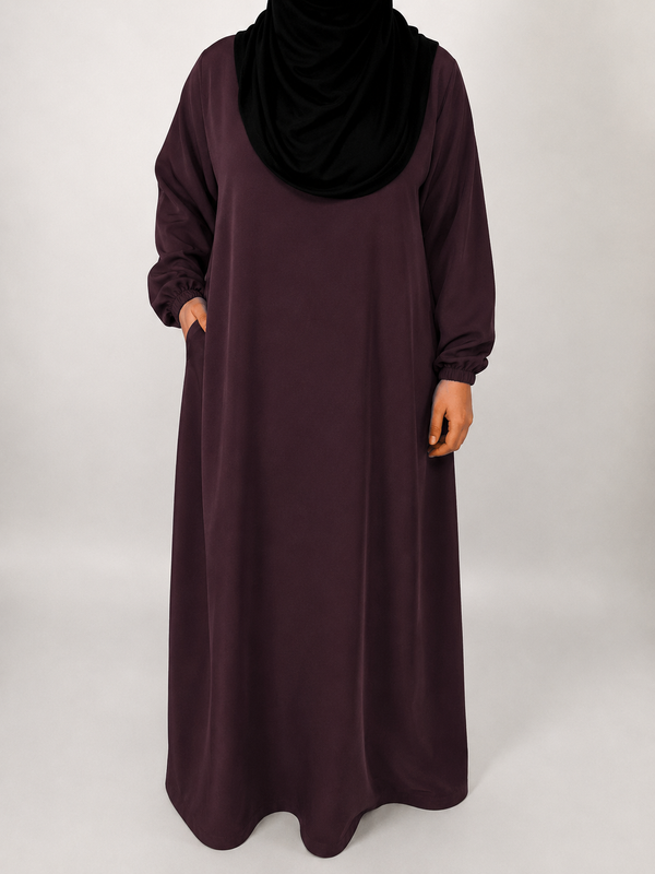 Straight Abaya with Elastic Cuff | Nida | Mocha Noir