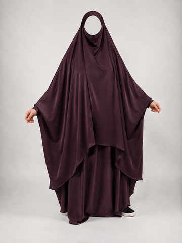 Mocha Noir 2 Piece Jilbab - Waterall Style