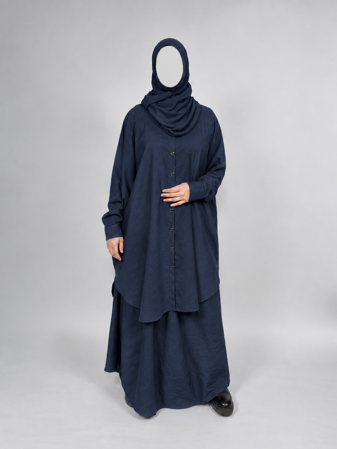 Cotton Modest Co-Ord Set | Oversized Buttoned Shirt Set