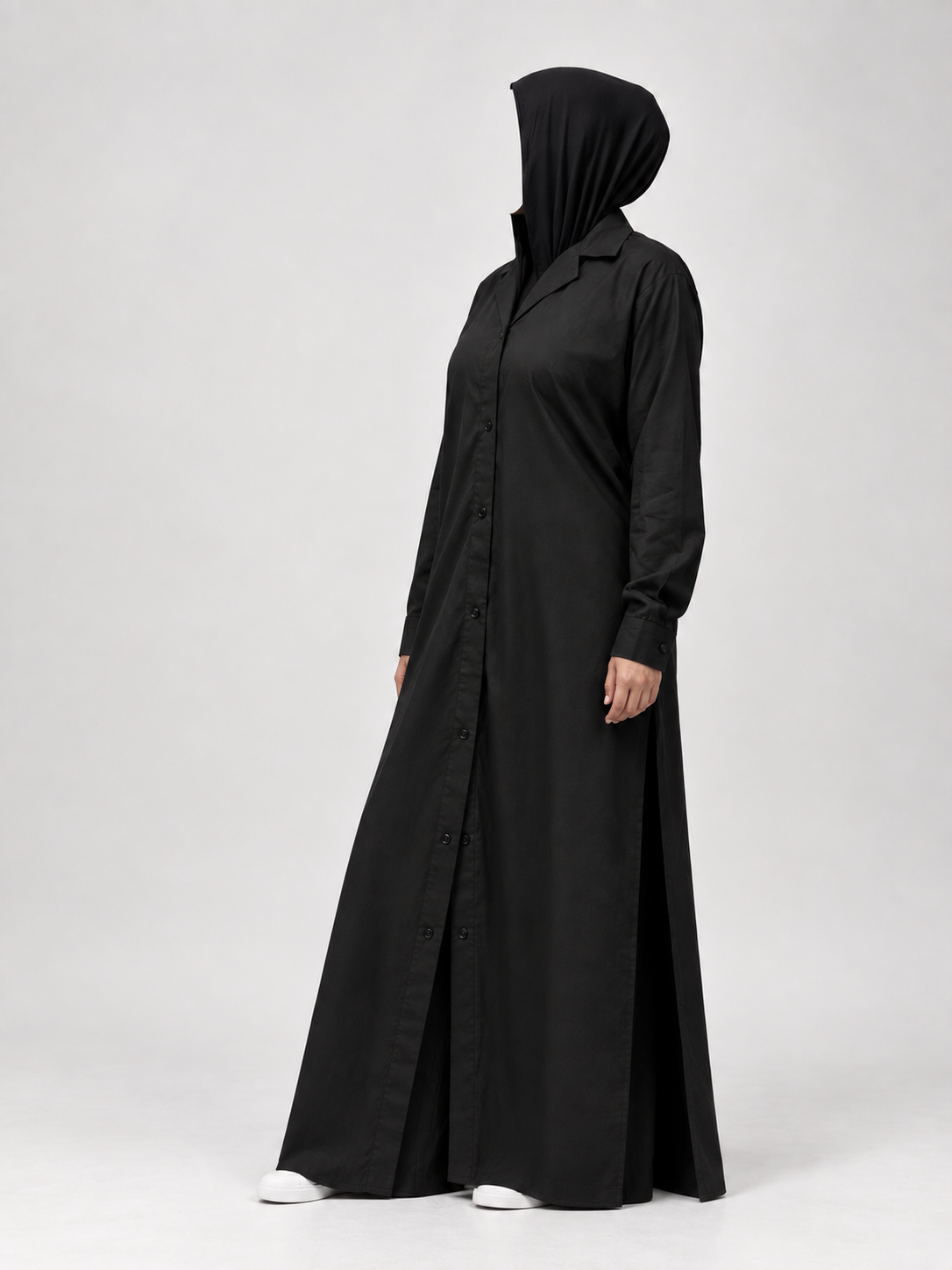 Cotton Modest Co-Ord Set | Shirt Style Abaya with Wide Leg Palazzo Trousers
