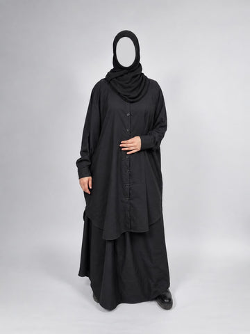 Cotton Modest Co-Ord Set | Oversized Buttoned Shirt Set