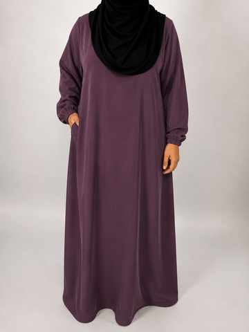 Straight Abaya with Elastic Cuff | Nida | Mulberry Mist