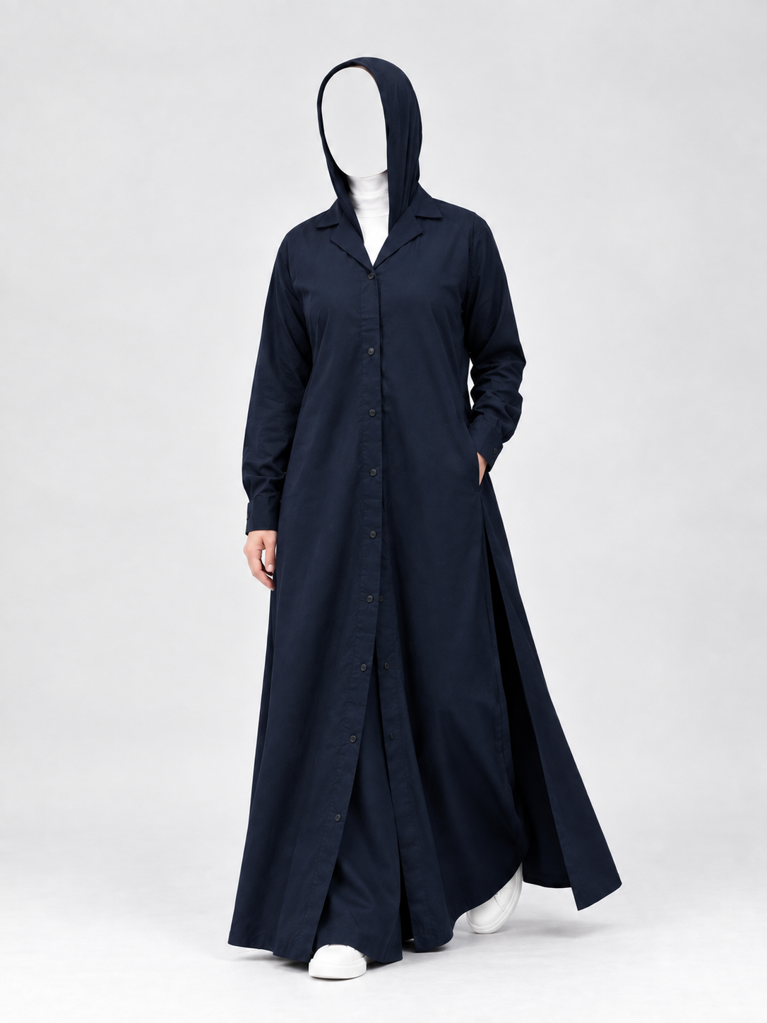 Cotton Modest Co-Ord Set | Shirt Style Abaya with Wide Leg Palazzo Trousers