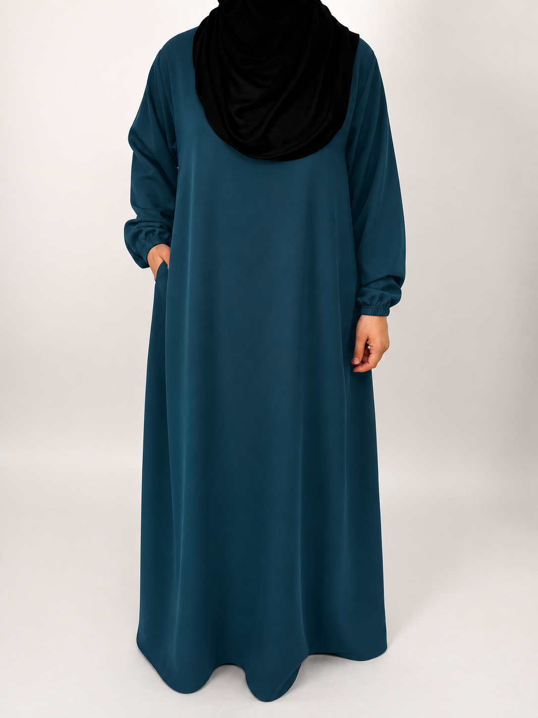 Straight Abaya with Elastic Cuff | Nida | Peacock Jewel