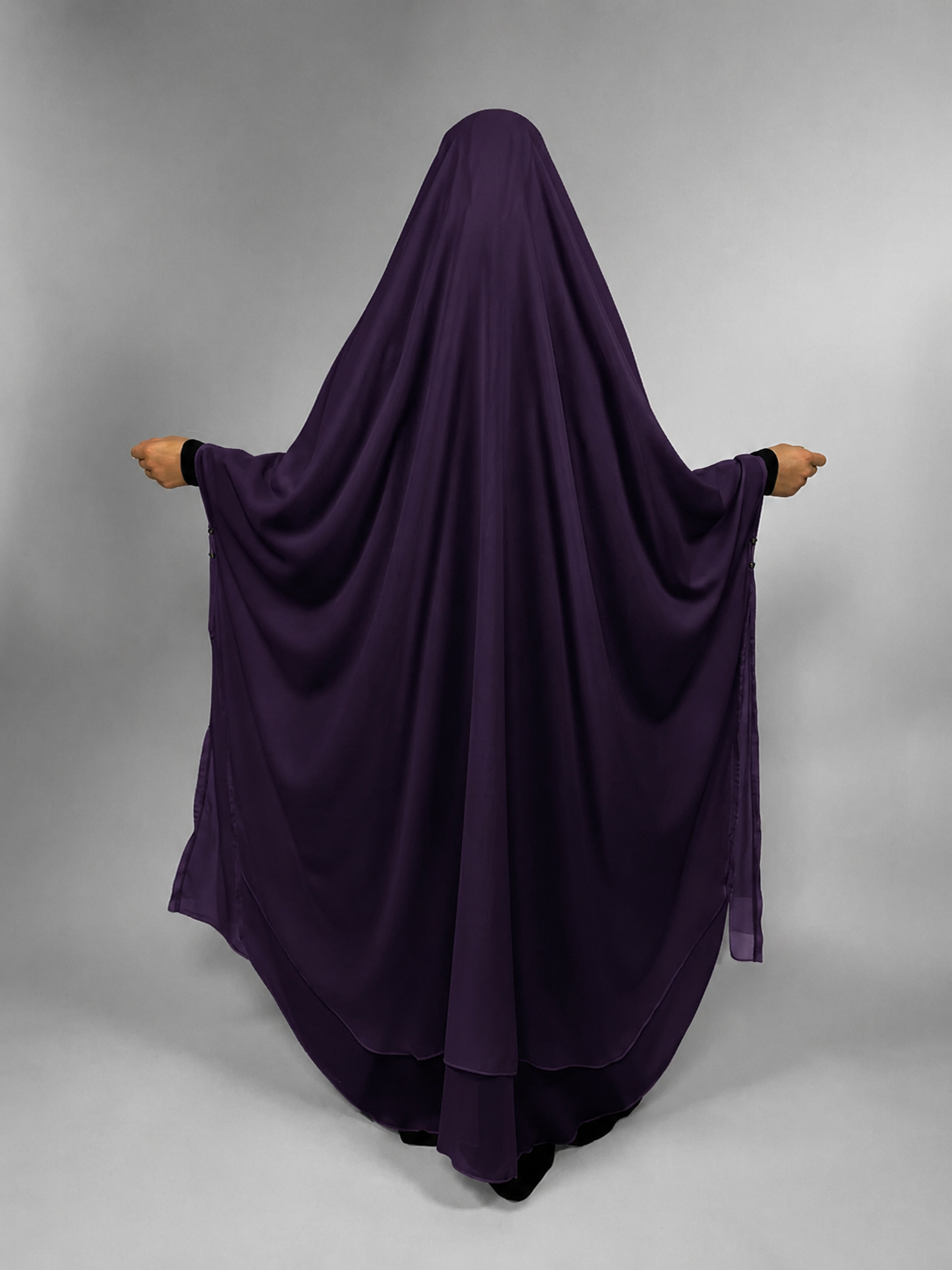 Long Chiffon Khimar | 2 Layer | Snap Buttons