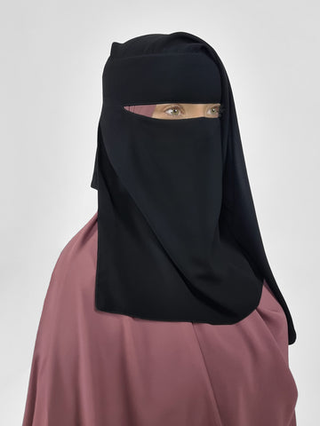 Short 2 Layer Niqab: No-Pinch