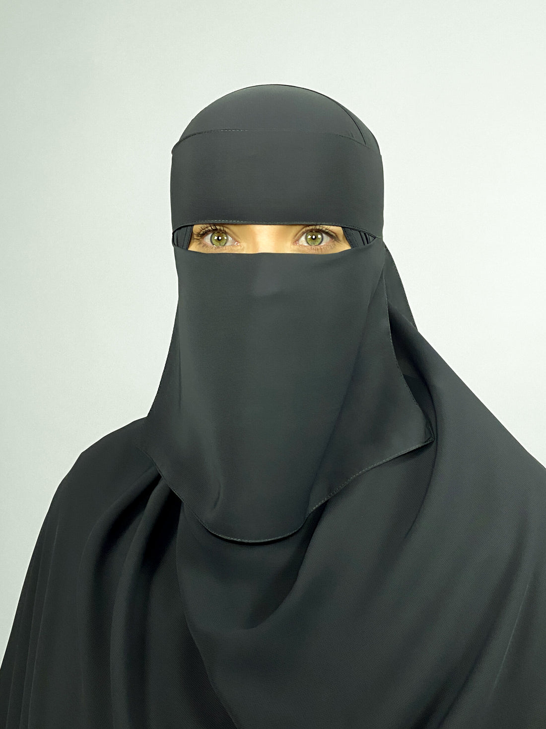 Extra Short 7" 1 Layer Wide Eye Niqab | Black