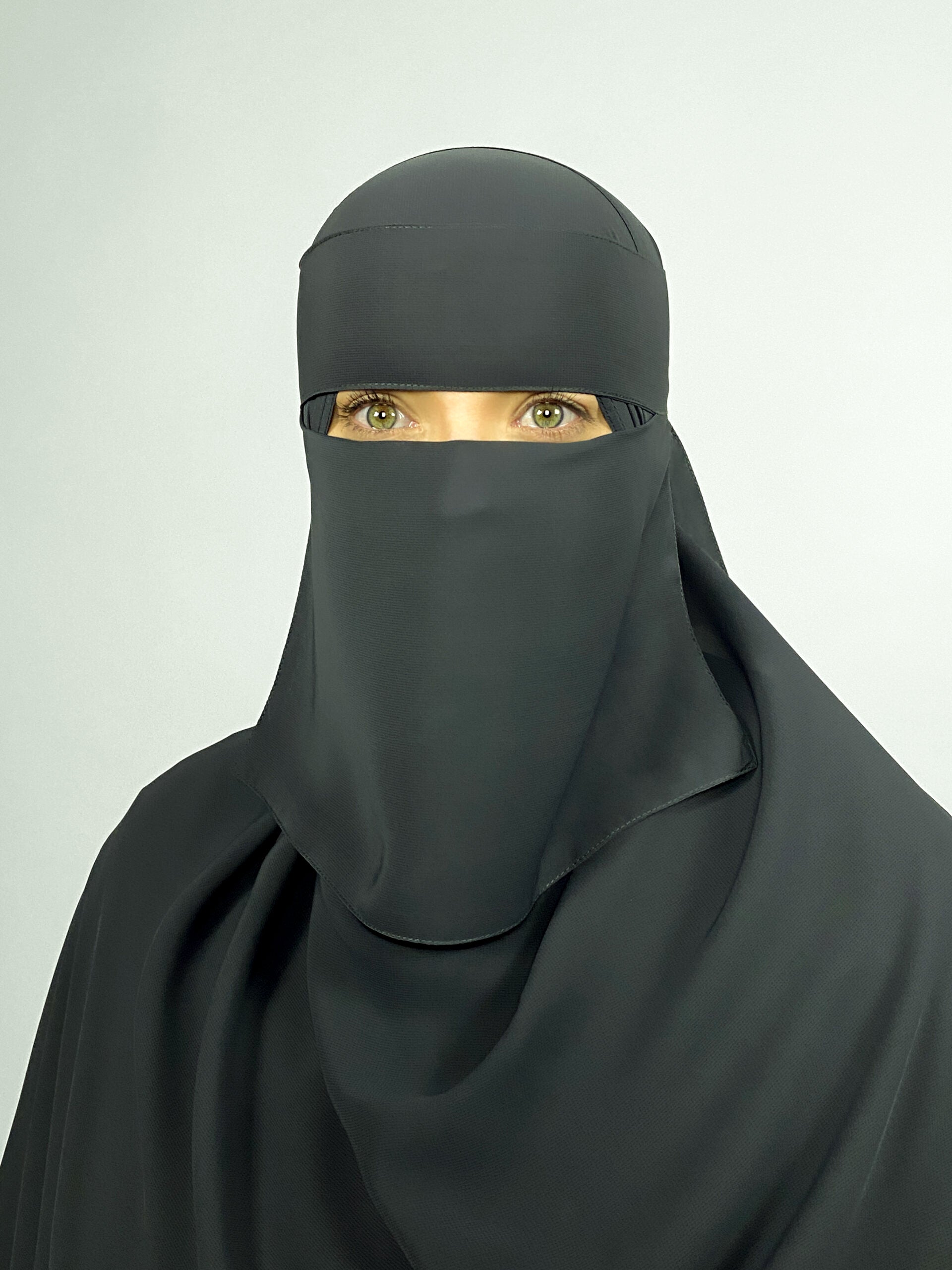 Extra Short 7" 1 Layer Wide Eye Niqab | Black