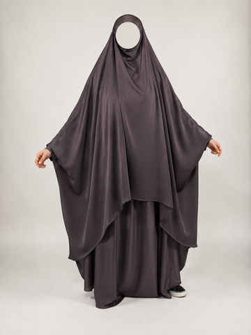 Smoked Taupe 2 Piece Jilbab - Waterall Style