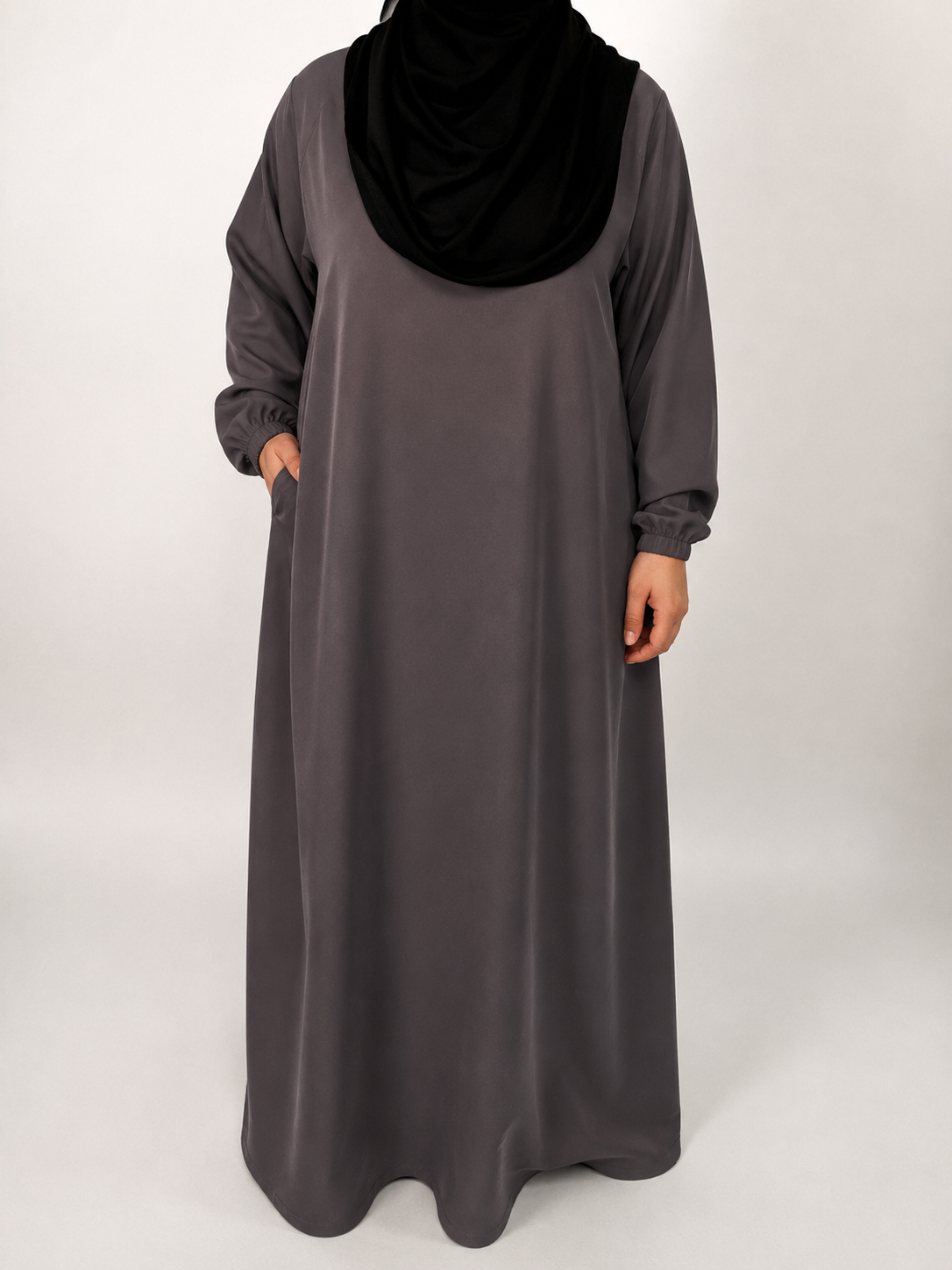 Straight Abaya with Elastic Cuff | Nida | Smoked Taupe
