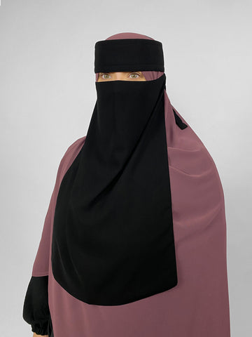 Long 20" 1 Layer | Stiff Headband Niqab | Elasticated Sides