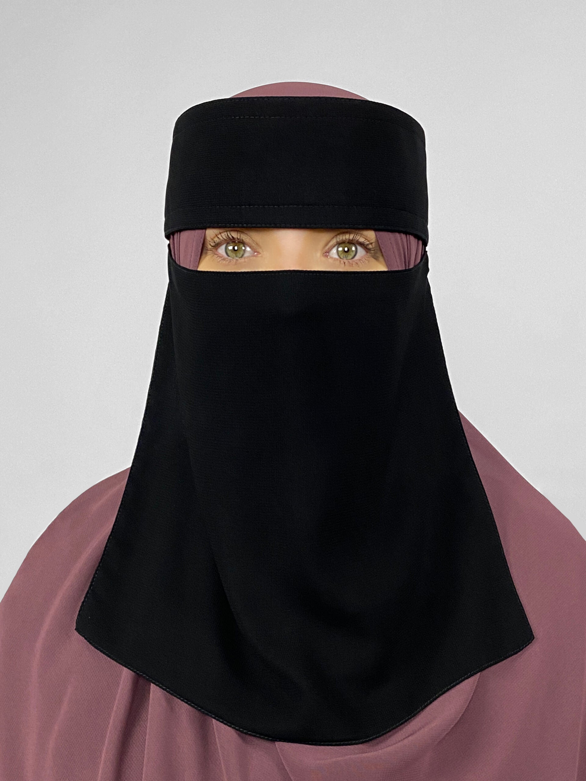Short 1 Layer | Stiff Headband Niqab | Elasticated Sides