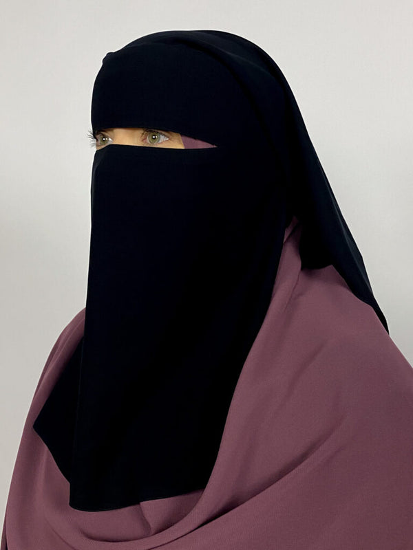 Short 2 Layer Niqab with an Eye Flap