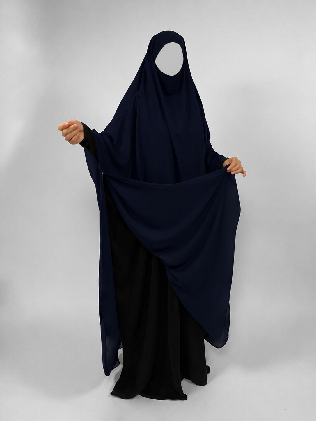 Long Chiffon Khimar | 2 Layer | Snap Buttons